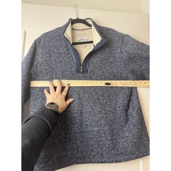 Orvis Pullover Sweater Jacket Blue Sherpa Lined Fleece Men’s Size Large Warm - Picture 6 of 13